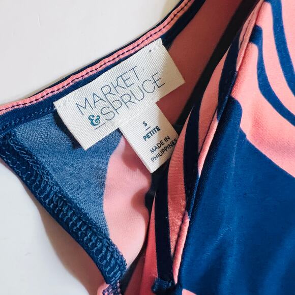 Market & Spruce Multicolored Striped Romper Size Small Petite Blue Pink - Picture 5 of 9